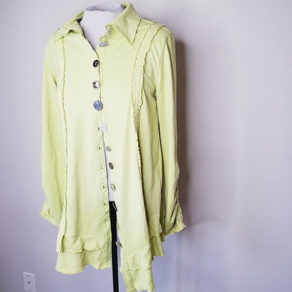 NEON BUDDHA Unique Boho Mixed Button Green Jacket - Picture 2 of 9